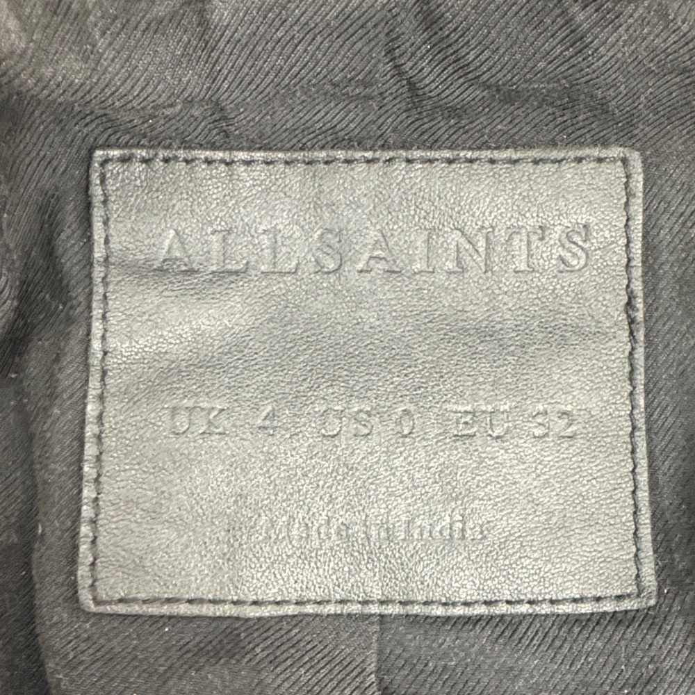 All Saints Balfern Biker Moto Leather Jacket Size 0 - Picture 11 of 16